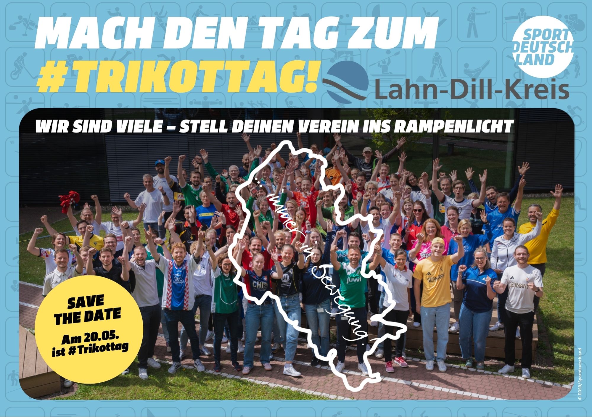 Trikotag 2025 LDK extern Der Lahn-Dill-Kreis ruft alle Sportvereinsmitglieder zum Mitmachen beim Trikottag auf. Foto: Sport Deutschland