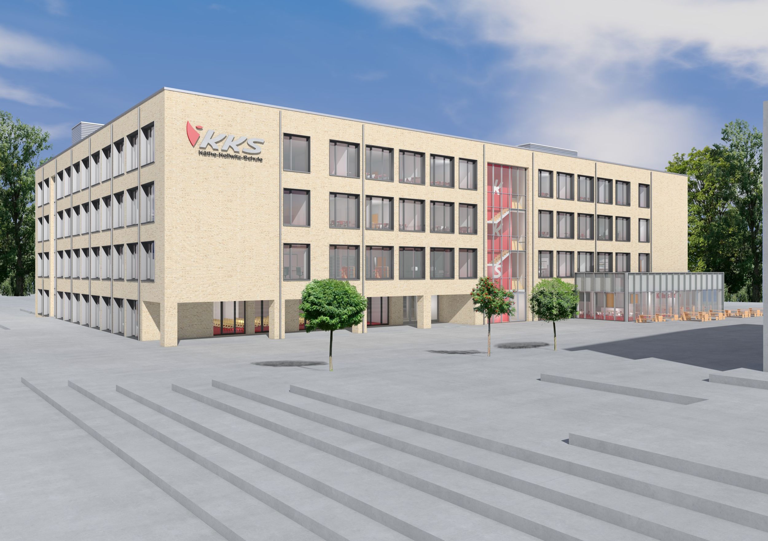 So soll der Neubau der Käthe-Kollwitz-Schule aussehen. Grafik: Architekturbüro Schmees